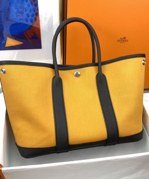 1:1 Replica Hermes Garden Party 36 Canvas Tote Bag Yellow/Black For Women, Women’s Handbags, Shoulder Bags 14.2in/36cm