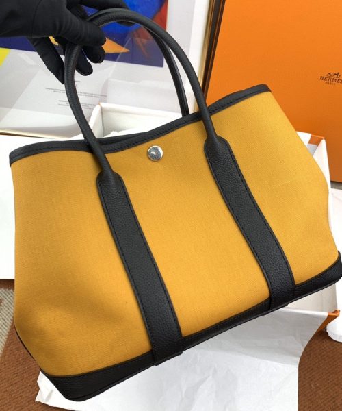 1:1 Replica Hermes Garden Party 36 Canvas Tote Bag Yellow/Black For Women, Women’s Handbags, Shoulder Bags 14.2in/36cm