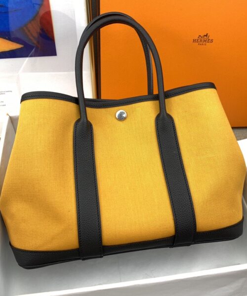 1:1 Replica Hermes Garden Party 36 Canvas Tote Bag Yellow/Black For Women, Women’s Handbags, Shoulder Bags 14.2in/36cm