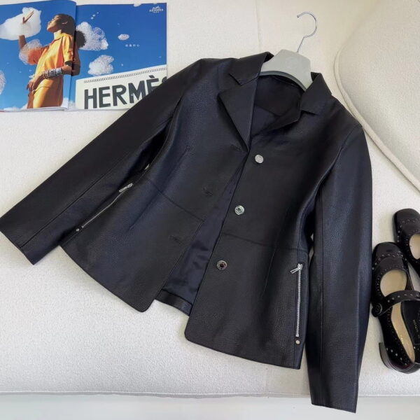 Hermes Grained Clou De Equestrian Jacket Black For Women