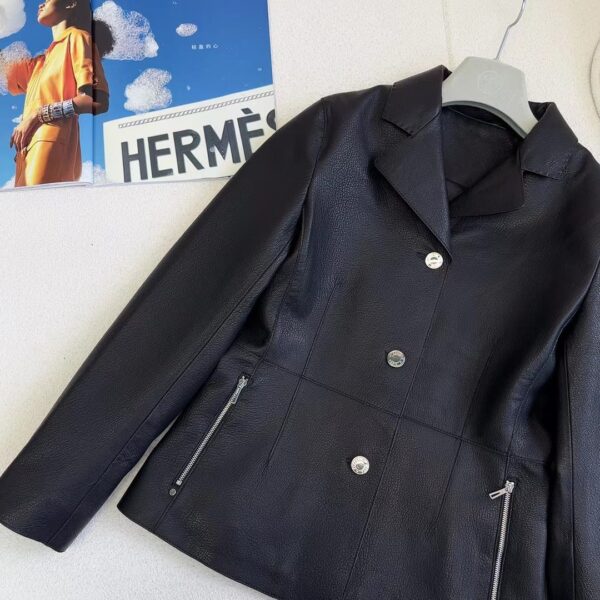 Hermes Grained Clou De Equestrian Jacket Black For Women