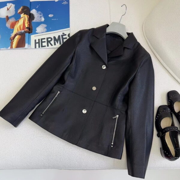 Hermes Grained Clou De Equestrian Jacket Black For Women