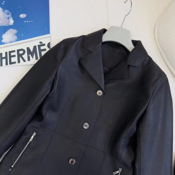 Hermes Grained Clou De Equestrian Jacket Black For Women