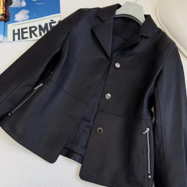 Hermes Grained Clou De Equestrian Jacket Black For Women