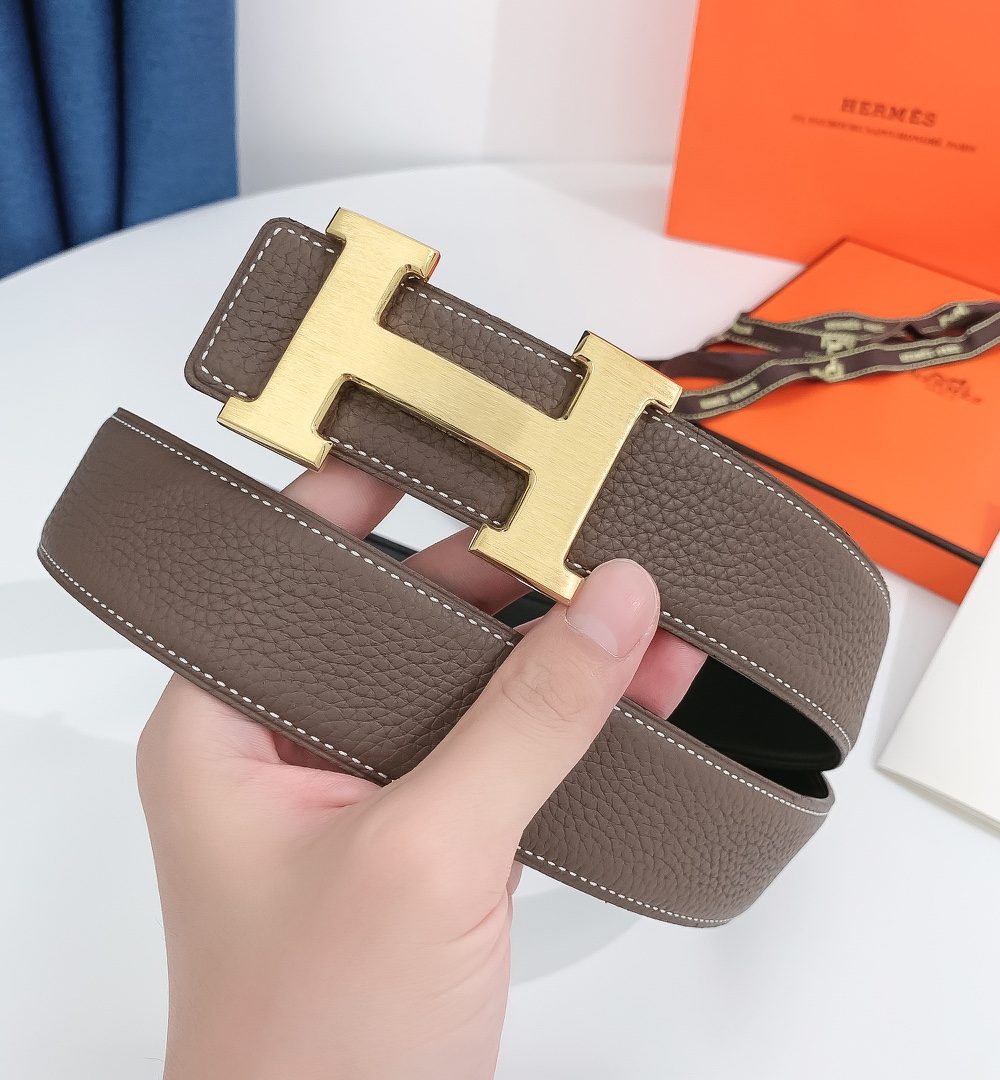 1:1 Replica Hermes H Belt Buckle & Reversible Brown For Women, Women Belt