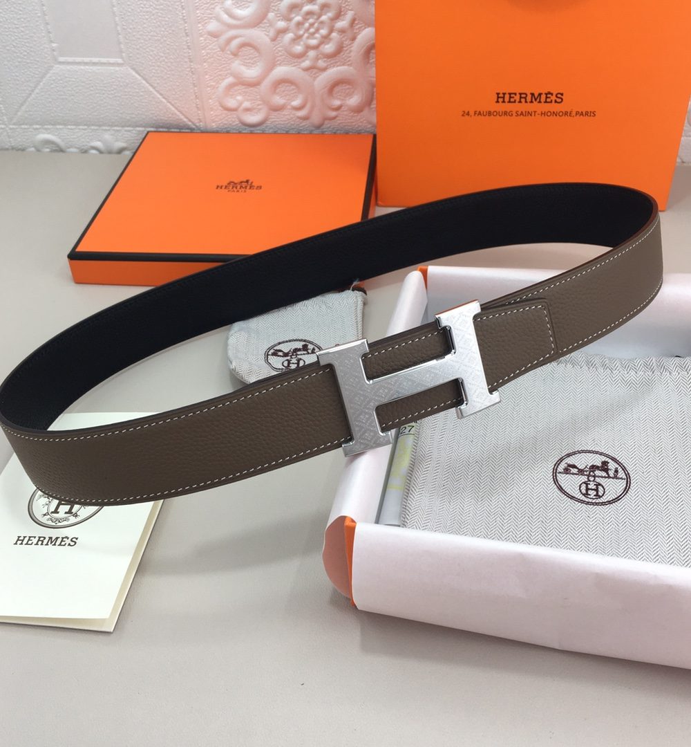 1:1 Replica Hermes H Belt Buckle & Reversible Grey For Women, Women Belt
