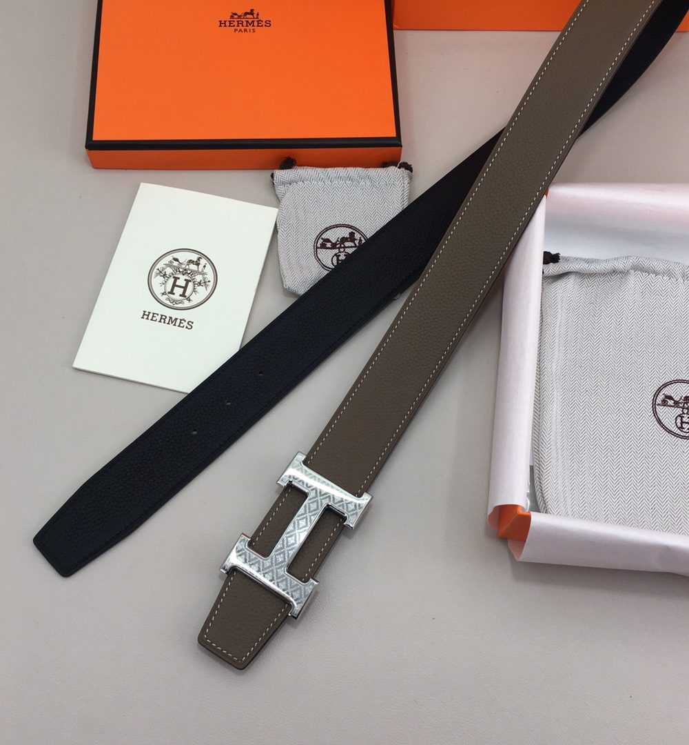 1:1 Replica Hermes H Belt Buckle & Reversible Grey For Women, Women Belt