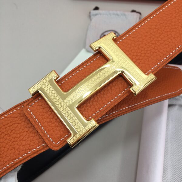 1:1 Replica Hermes H Guillochee Belt Buckle & Reversible Orange For Women, Women Belt