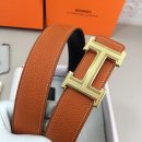 1:1 Replica Hermes H Guillochee Belt Buckle & Reversible Orange For Women, Women Belt