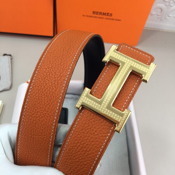 1:1 Replica Hermes H Guillochee Belt Buckle & Reversible Orange For Women, Women Belt
