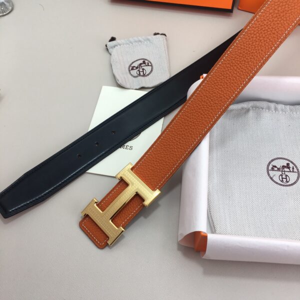 1:1 Replica Hermes H Guillochee Belt Buckle & Reversible Orange For Women, Women Belt