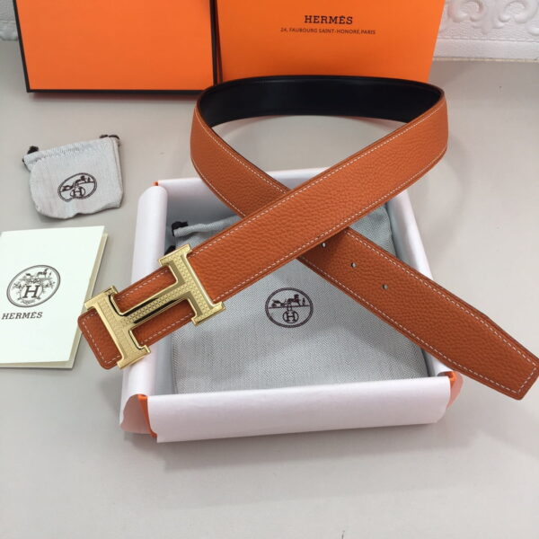 1:1 Replica Hermes H Guillochee Belt Buckle & Reversible Orange For Women, Women Belt