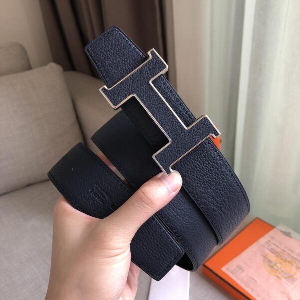 1:1 Replica Hermes H Guillochee Belt Buckle & Reversible Strap Black For Women, Women Belt