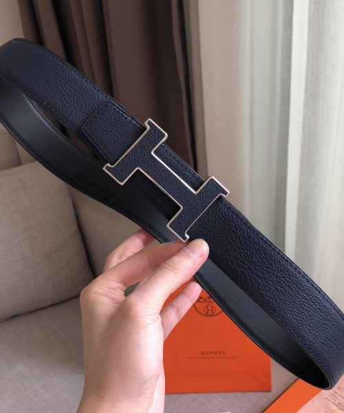1:1 Replica Hermes H Guillochee Belt Buckle & Reversible Strap Black For Women, Women Belt