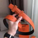 1:1 Replica Hermes H Guillochee Belt Buckle & Reversible Strap Orange For Women, Women Belt