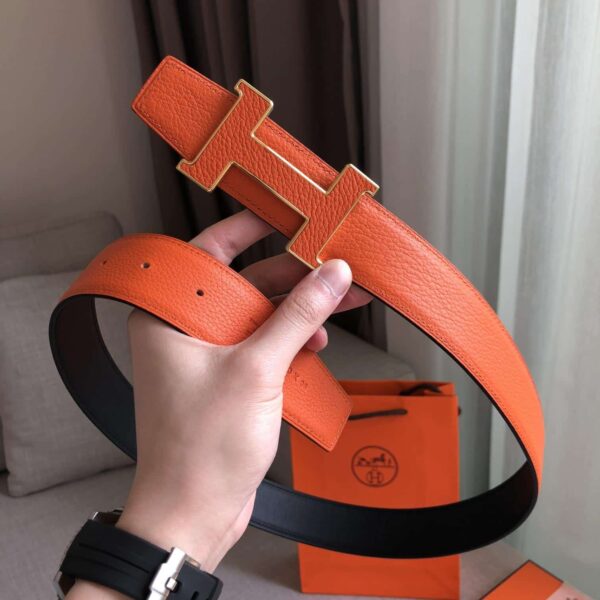 1:1 Replica Hermes H Guillochee Belt Buckle & Reversible Strap Orange For Women, Women Belt