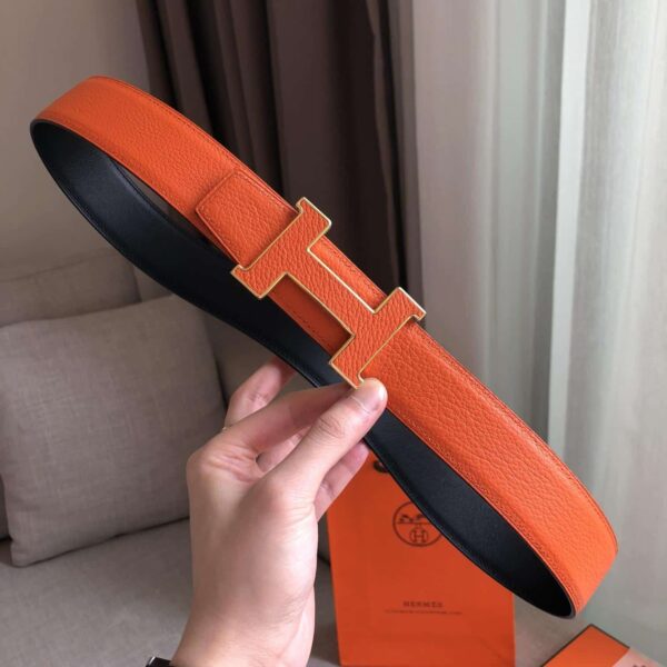 1:1 Replica Hermes H Guillochee Belt Buckle & Reversible Strap Orange For Women, Women Belt