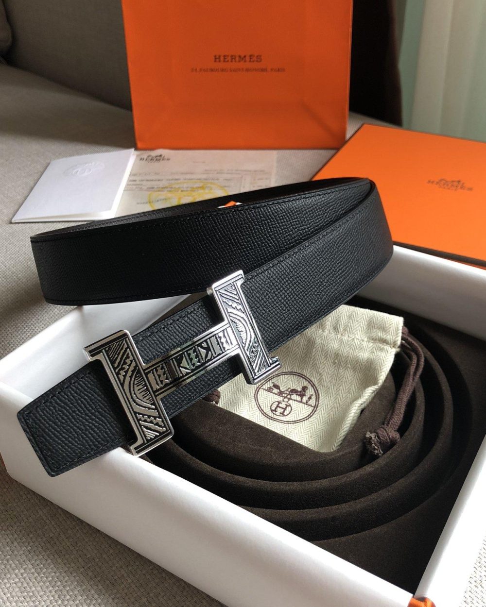 1:1 Replica Hermes H Touareg Belt Buckle & Reversible Black For Women, Women Belt