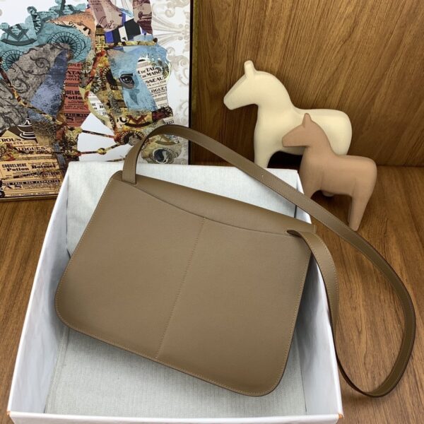 1:1 Replica Hermes Halzan 31 Brown, Silver Toned Hardware Bag For Women, Women's Handbags, Shoulder Bags 12.2in/31cm