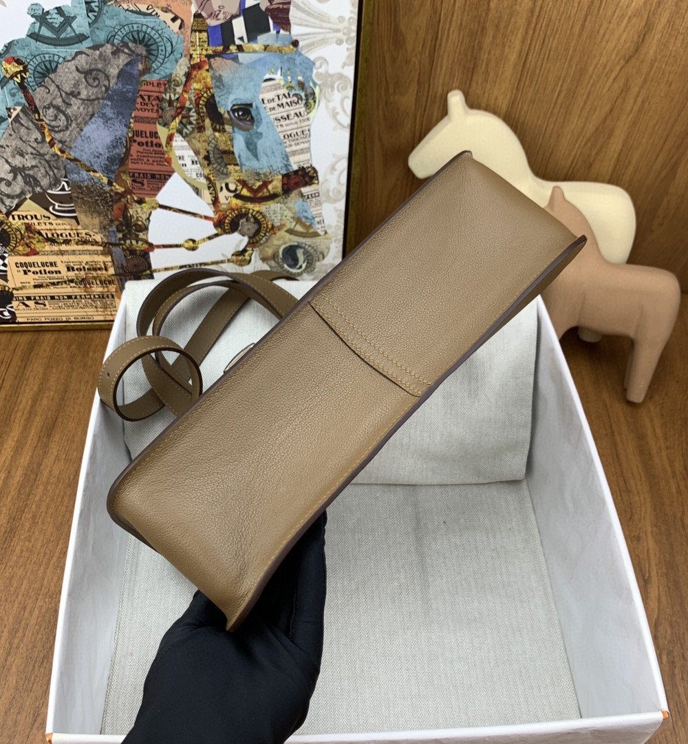 1:1 Replica Hermes Halzan 31 Brown, Silver Toned Hardware Bag For Women, Women's Handbags, Shoulder Bags 12.2in/31cm