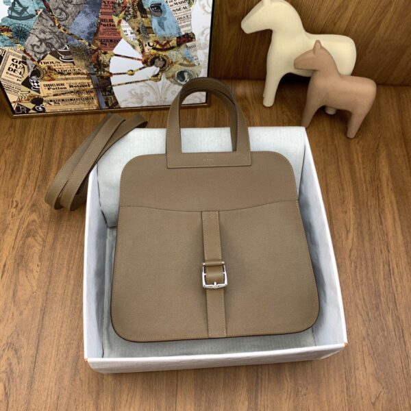 1:1 Replica Hermes Halzan 31 Brown, Silver Toned Hardware Bag For Women, Women's Handbags, Shoulder Bags 12.2in/31cm