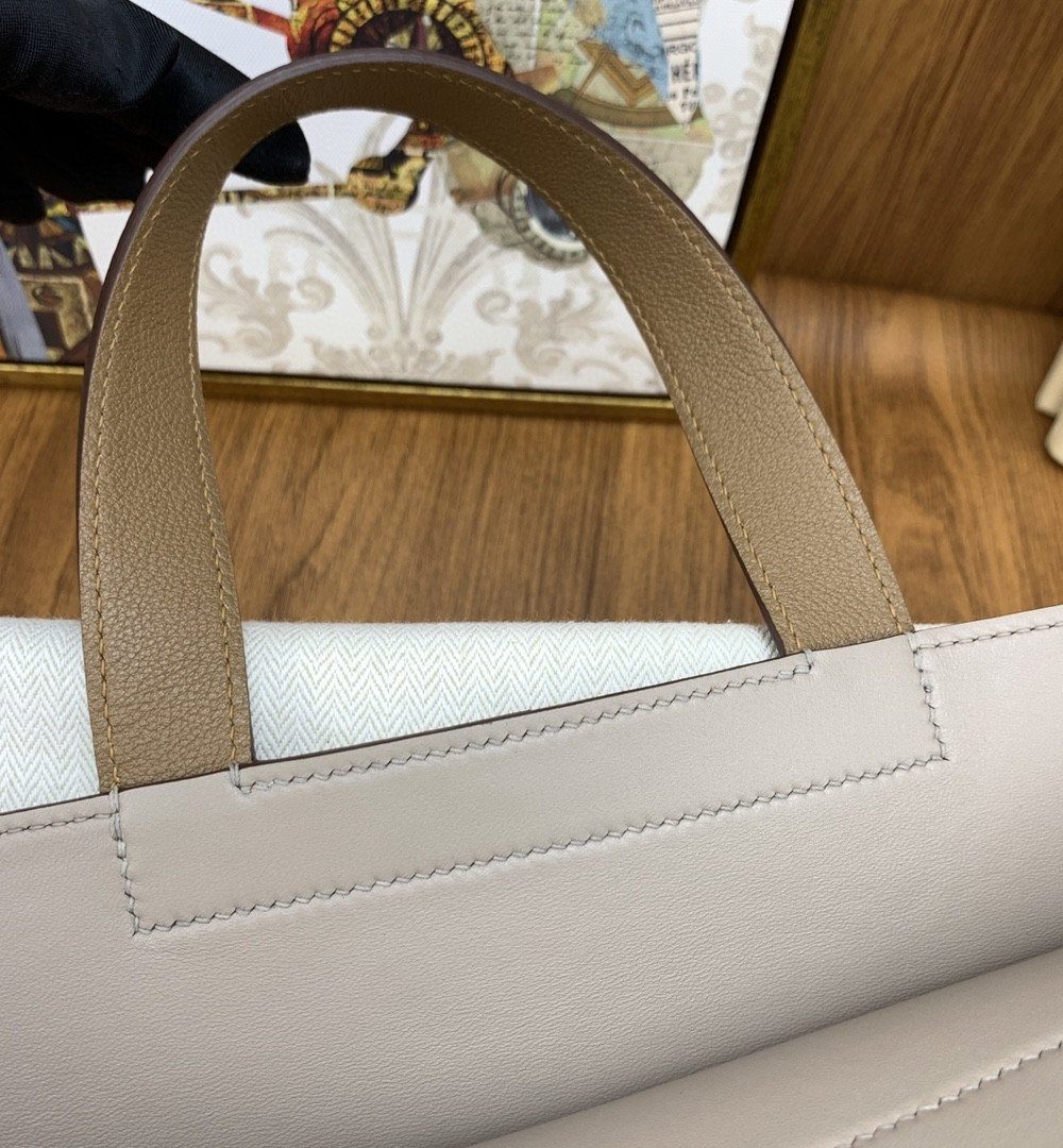 1:1 Replica Hermes Halzan 31 Brown, Silver Toned Hardware Bag For Women, Women's Handbags, Shoulder Bags 12.2in/31cm