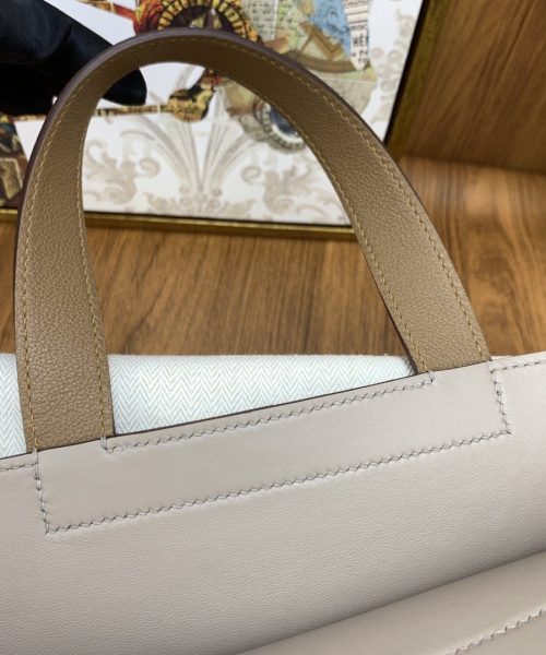 1:1 Replica Hermes Halzan 31 Brown, Silver Toned Hardware Bag For Women, Women's Handbags, Shoulder Bags 12.2in/31cm