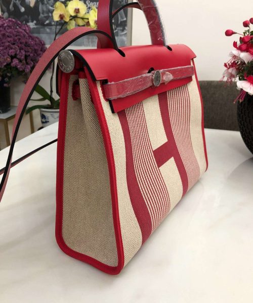 1:1 Replica Hermes Herbag Zip Bag Black/Brown/Red For Women 31cm / 12.2in