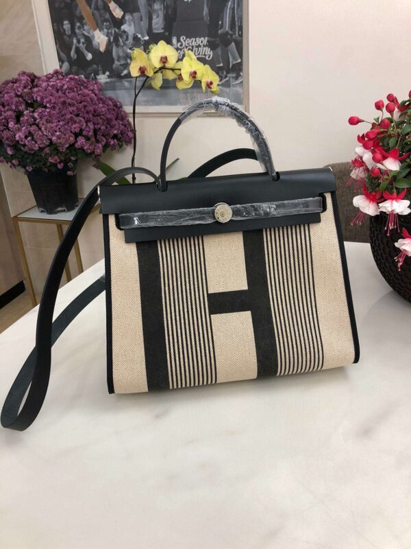 1:1 Replica Hermes Herbag Zip Bag Black/Brown/Red For Women 31cm / 12.2in