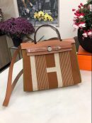 1:1 Replica Hermes Herbag Zip Bag Black/Brown/Red For Women 31cm / 12.2in