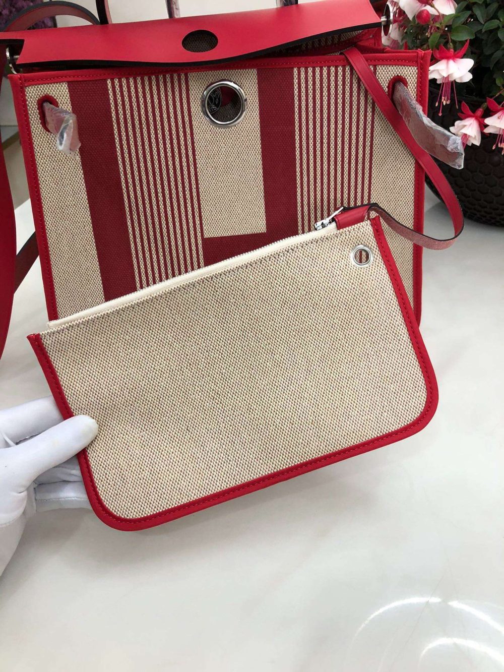 1:1 Replica Hermes Herbag Zip Bag Black/Brown/Red For Women 31cm / 12.2in - Image 22