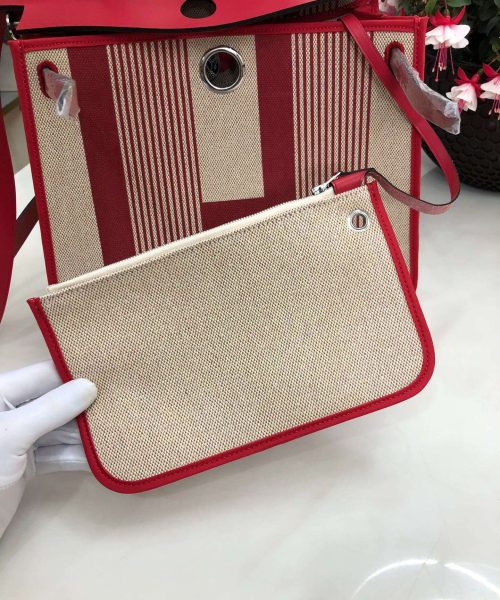 1:1 Replica Hermes Herbag Zip Bag Black/Brown/Red For Women 31cm / 12.2in
