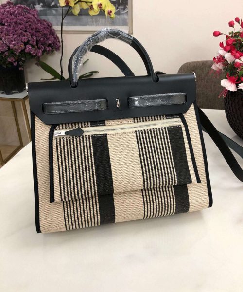 1:1 Replica Hermes Herbag Zip Bag Black/Brown/Red For Women 31cm / 12.2in
