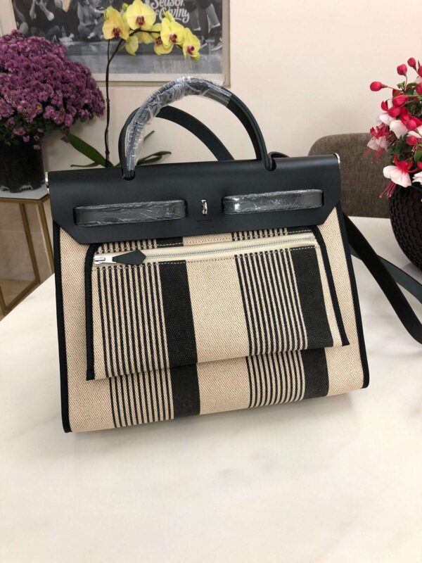 1:1 Replica Hermes Herbag Zip Bag Black/Brown/Red For Women 31cm / 12.2in
