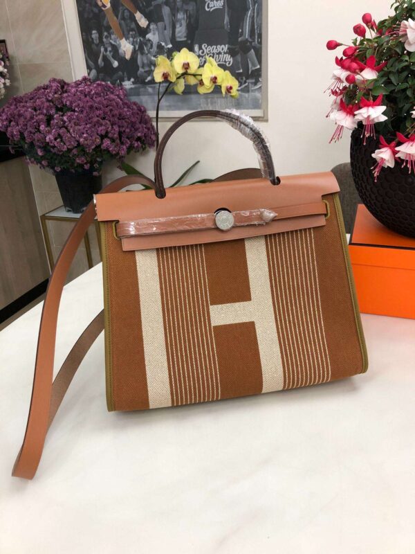 1:1 Replica Hermes Herbag Zip Bag Black/Brown/Red For Women 31cm / 12.2in
