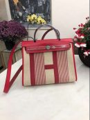 1:1 Replica Hermes Herbag Zip Bag Black/Brown/Red For Women 31cm / 12.2in