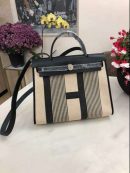 1:1 Replica Hermes Herbag Zip Bag Black/Brown/Red For Women 31cm / 12.2in