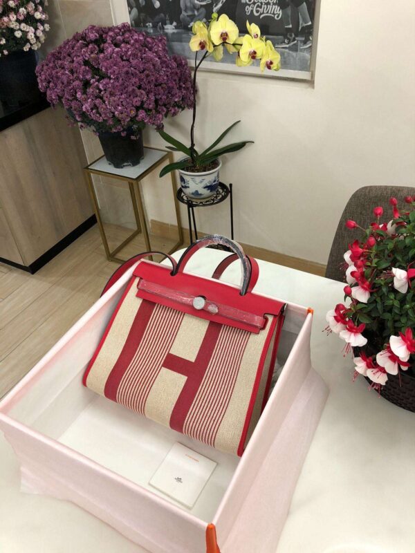 1:1 Replica Hermes Herbag Zip Bag Black/Brown/Red For Women 31cm / 12.2in