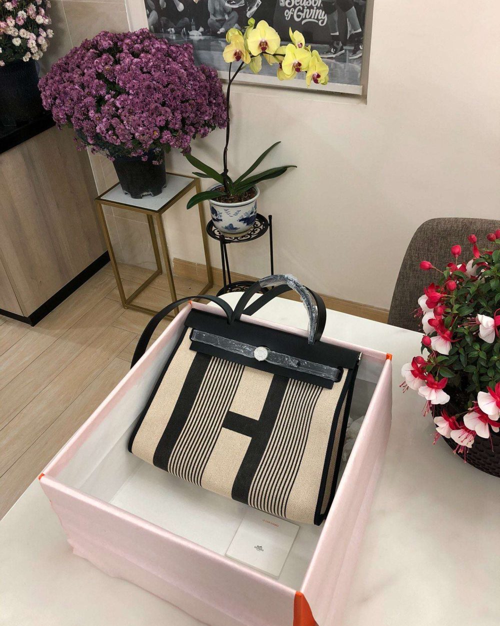 1:1 Replica Hermes Herbag Zip Bag Black/Brown/Red For Women 31cm / 12.2in