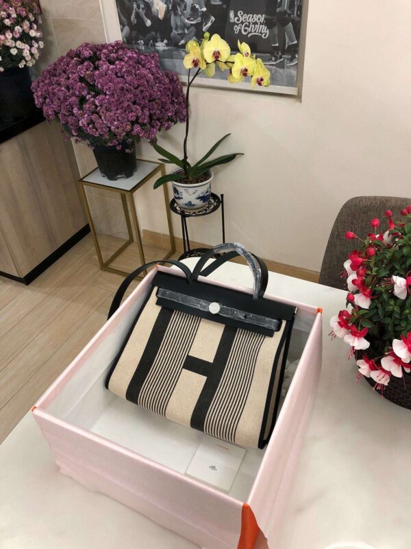 1:1 Replica Hermes Herbag Zip Bag Black/Brown/Red For Women 31cm / 12.2in