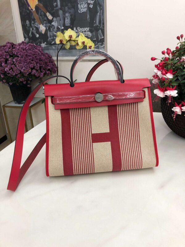 1:1 Replica Hermes Herbag Zip Bag Black/Brown/Red For Women 31cm / 12.2in