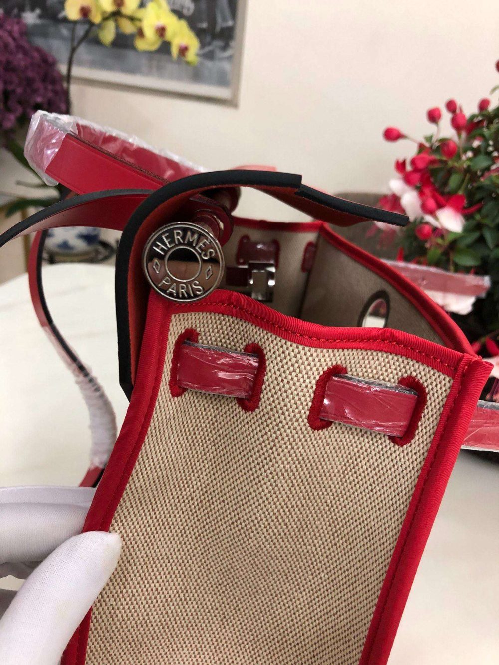 1:1 Replica Hermes Herbag Zip Bag Black/Brown/Red For Women 31cm / 12.2in - Image 25