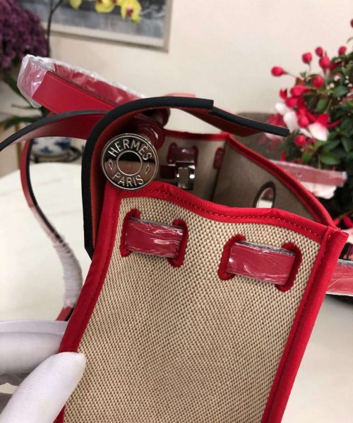 1:1 Replica Hermes Herbag Zip Bag Black/Brown/Red For Women 31cm / 12.2in