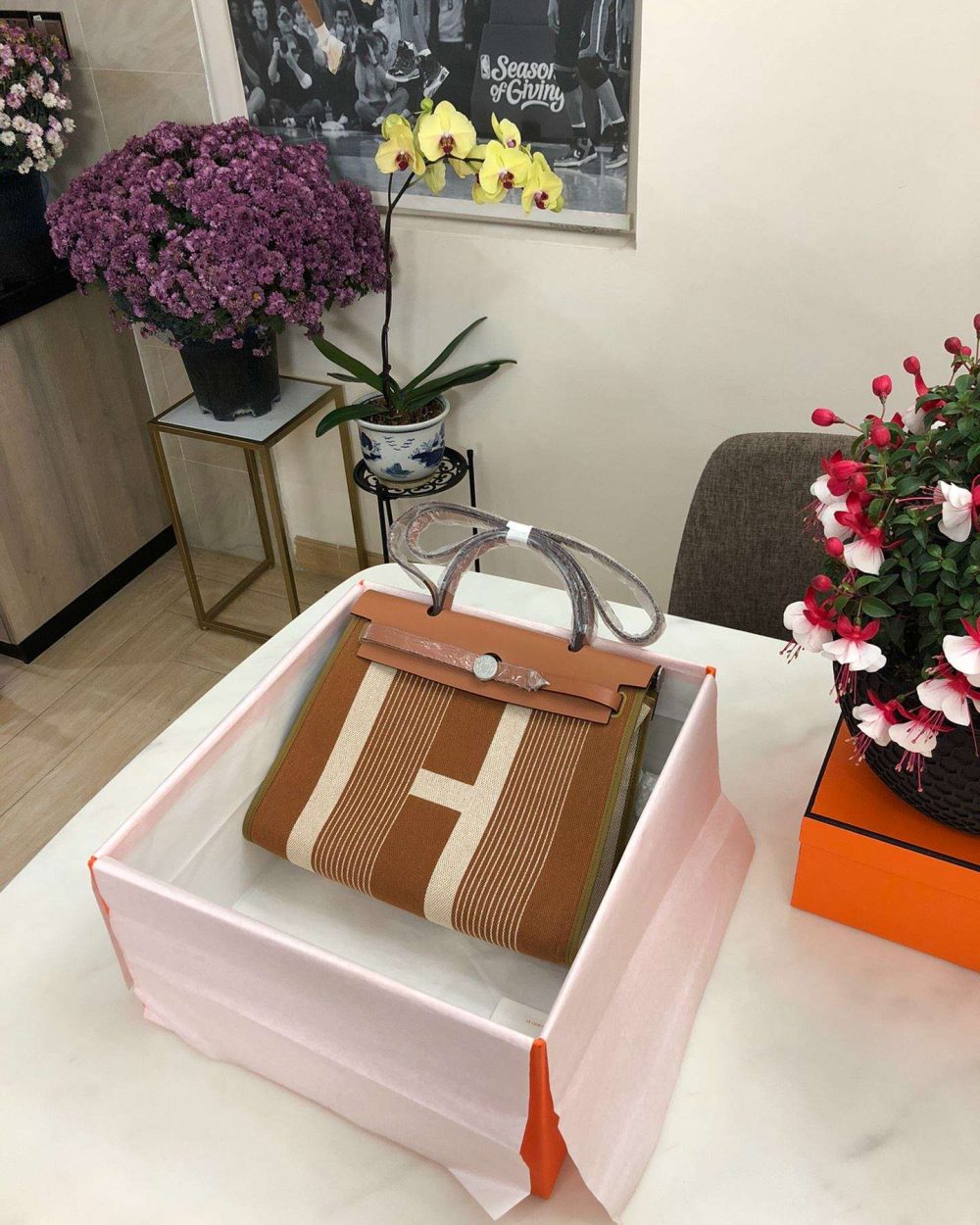 1:1 Replica Hermes Herbag Zip Bag Black/Brown/Red For Women 31cm / 12.2in