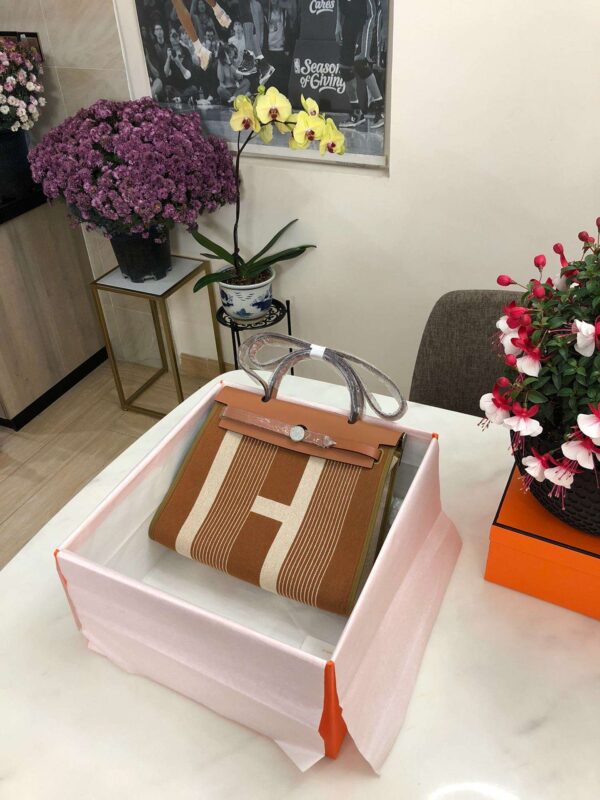 1:1 Replica Hermes Herbag Zip Bag Black/Brown/Red For Women 31cm / 12.2in