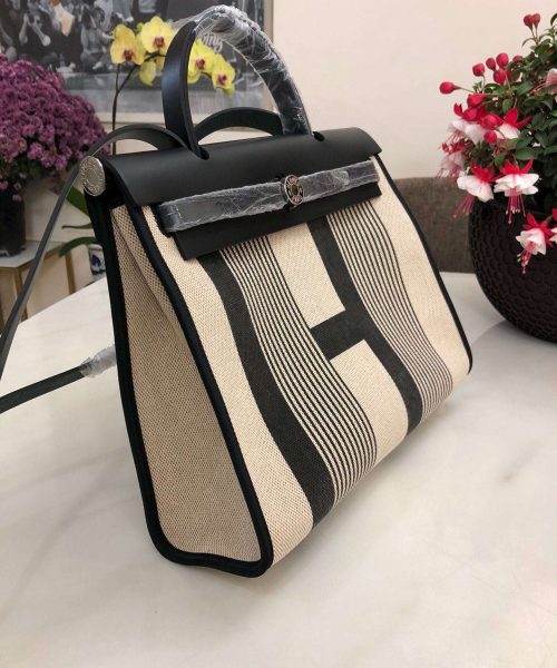 1:1 Replica Hermes Herbag Zip Bag Black/Brown/Red For Women 31cm / 12.2in