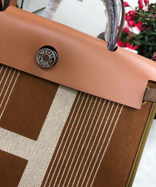 1:1 Replica Hermes Herbag Zip Bag Black/Brown/Red For Women 31cm / 12.2in