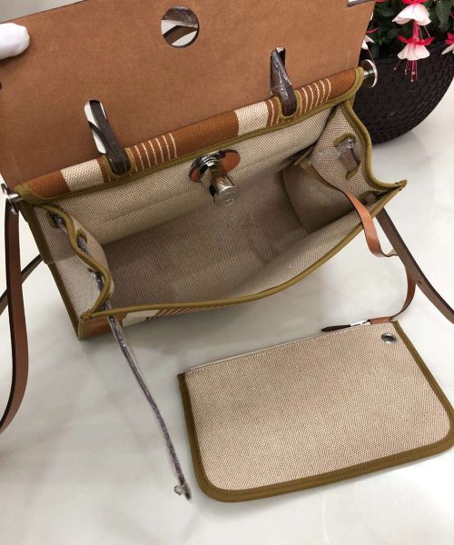 1:1 Replica Hermes Herbag Zip Bag Black/Brown/Red For Women 31cm / 12.2in