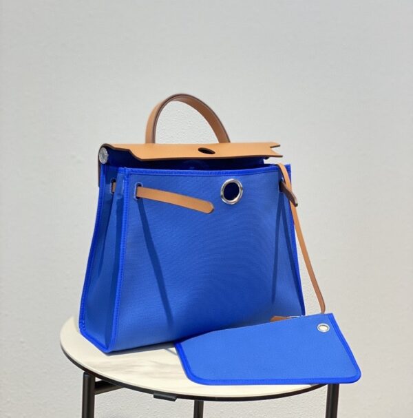 1:1 Replica Hermes Herbag Zip Bag Blue, Silver Toned Hardware Bag For Women, Women's Handbags, Shoulder Bags 12.2in/31cm