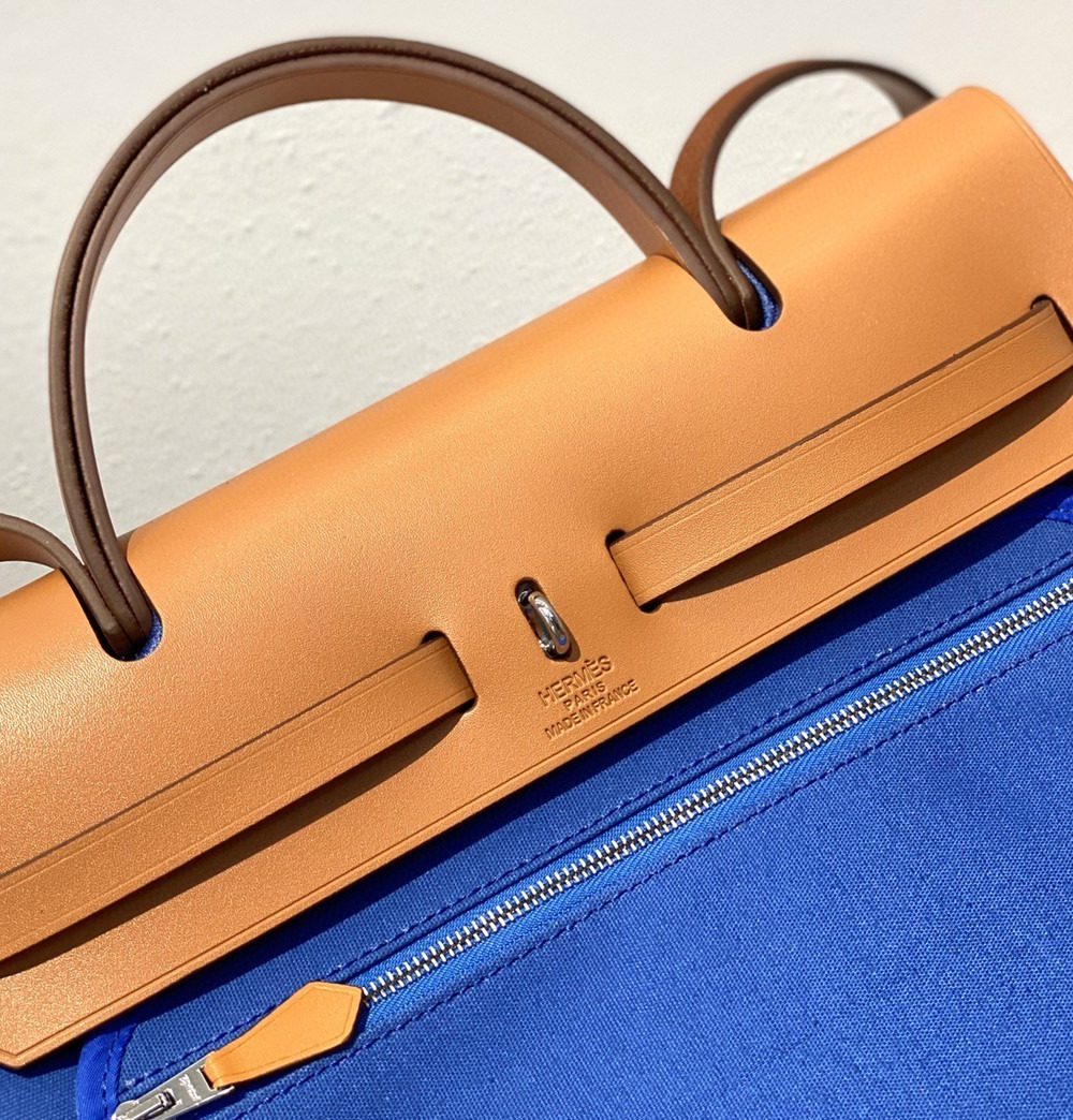 1:1 Replica Hermes Herbag Zip Bag Blue, Silver Toned Hardware Bag For Women, Women's Handbags, Shoulder Bags 12.2in/31cm